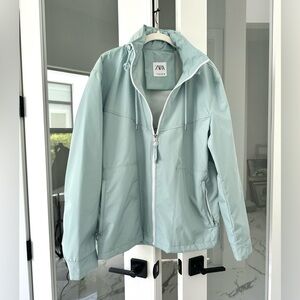 ZARA Men’s Raincoat with Hidden Hood Mint Green